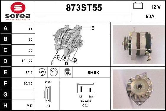 STARTCAR 873ST55 - Alternator autospares.lv