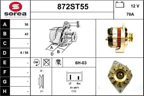 STARTCAR 872ST55 - Alternator autospares.lv
