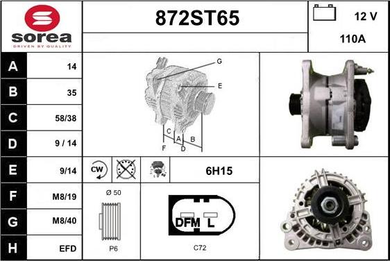 STARTCAR 872ST65 - Alternator autospares.lv