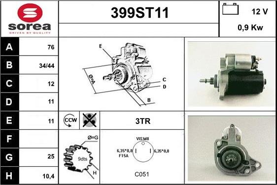 STARTCAR 399ST11 - Starter autospares.lv