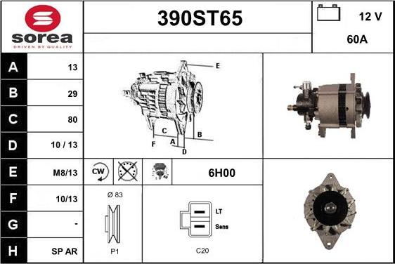 STARTCAR 390ST65 - Alternator autospares.lv