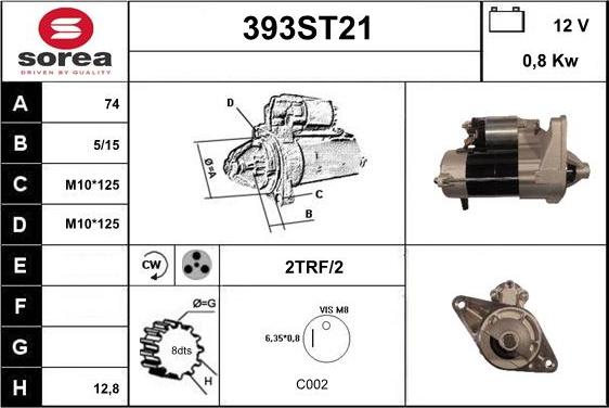 STARTCAR 393ST21 - Starter autospares.lv