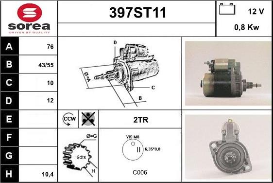 STARTCAR 397ST11 - Starter autospares.lv