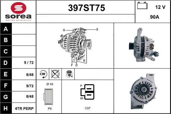 STARTCAR 397ST75 - Alternator autospares.lv