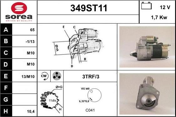 STARTCAR 349ST11 - Starter autospares.lv