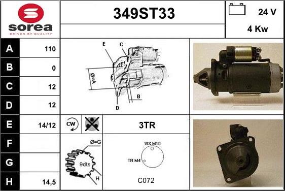 STARTCAR 349ST33 - Starter autospares.lv