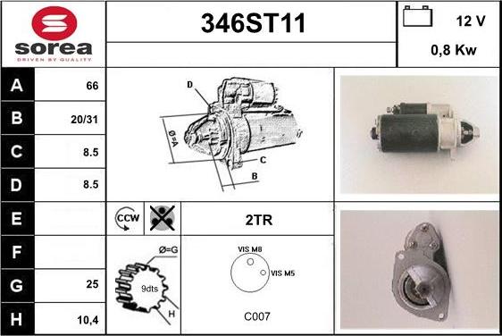 STARTCAR 346ST11 - Starter autospares.lv