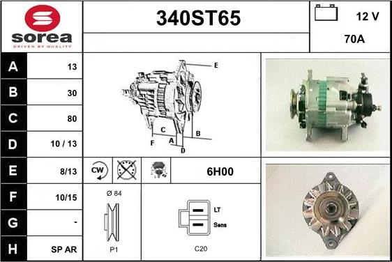 STARTCAR 340ST65 - Alternator autospares.lv