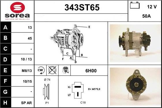 STARTCAR 343ST65 - Alternator autospares.lv