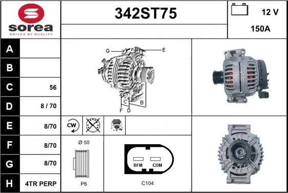 STARTCAR 342ST75 - Alternator autospares.lv