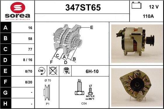 STARTCAR 347ST65 - Alternator autospares.lv