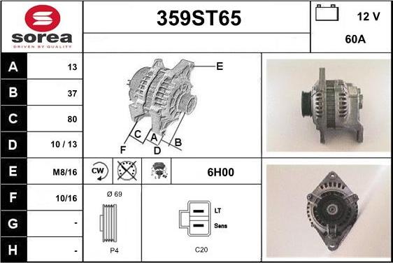 STARTCAR 359ST65 - Alternator autospares.lv