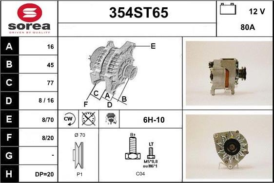 STARTCAR 354ST65 - Alternator autospares.lv