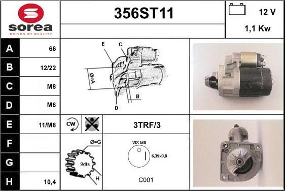 STARTCAR 356ST11 - Starter autospares.lv