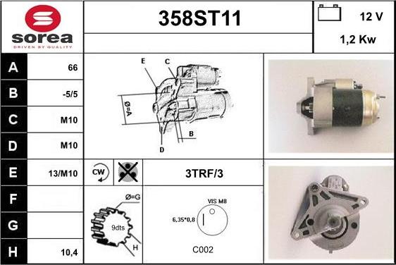 STARTCAR 358ST11 - Starter autospares.lv