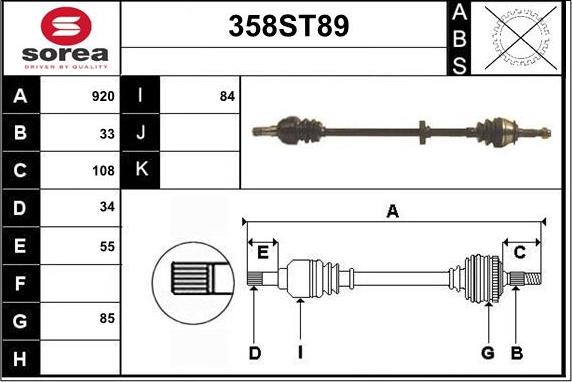 STARTCAR 358ST89 - Drive Shaft autospares.lv