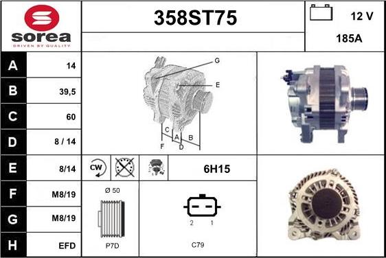 STARTCAR 358ST75 - Alternator autospares.lv