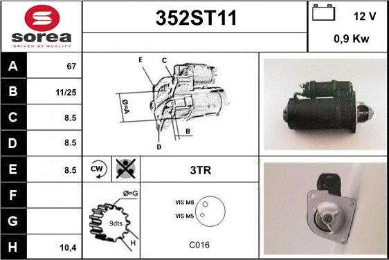 STARTCAR 352ST11 - Starter autospares.lv