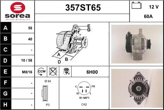 STARTCAR 357ST65 - Alternator autospares.lv