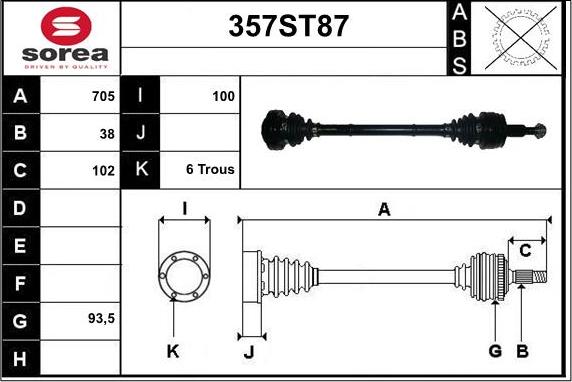 STARTCAR 357ST87 - Drive Shaft autospares.lv