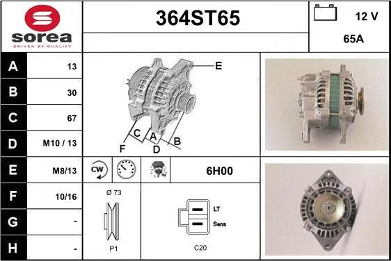 STARTCAR 364ST65 - Alternator autospares.lv