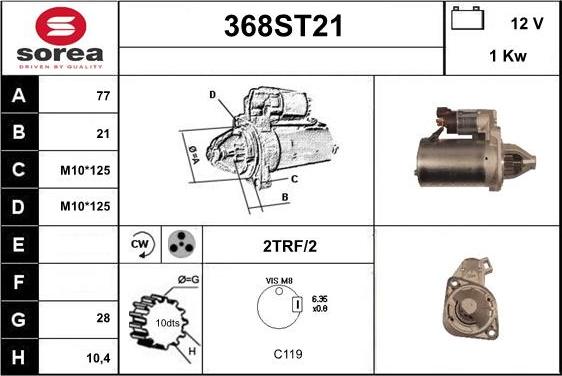 STARTCAR 368ST21 - Starter autospares.lv