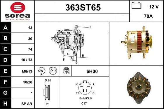 STARTCAR 363ST65 - Alternator autospares.lv