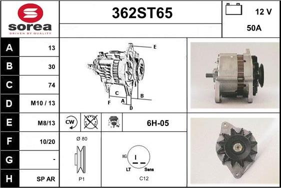 STARTCAR 362ST65 - Alternator autospares.lv