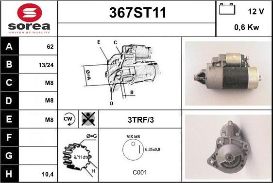 STARTCAR 367ST11 - Starter autospares.lv