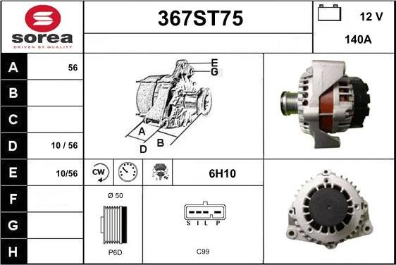 STARTCAR 367ST75 - Alternator autospares.lv