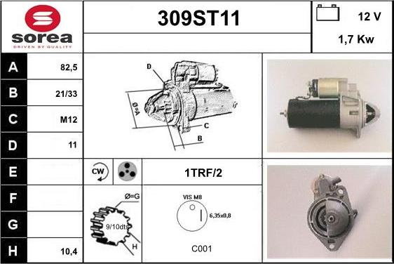 STARTCAR 309ST11 - Starter autospares.lv