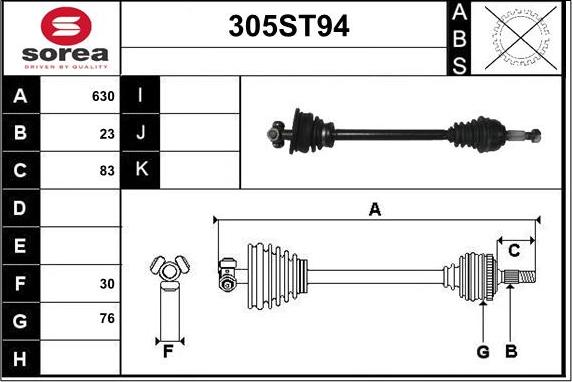 STARTCAR 305ST94 - Drive Shaft autospares.lv