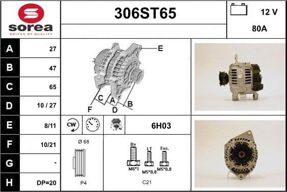 STARTCAR 306ST65 - Alternator autospares.lv