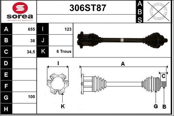 STARTCAR 306ST87 - Drive Shaft autospares.lv