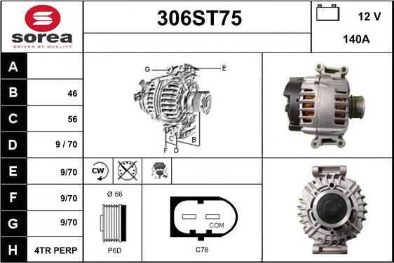 STARTCAR 306ST75 - Alternator autospares.lv