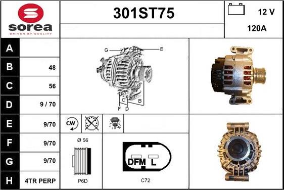 STARTCAR 301ST75 - Alternator autospares.lv