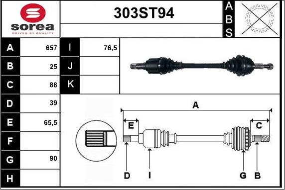 STARTCAR 303ST94 - Drive Shaft autospares.lv