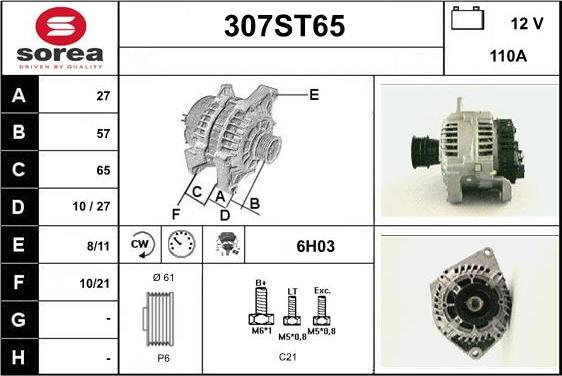 STARTCAR 307ST65 - Alternator autospares.lv