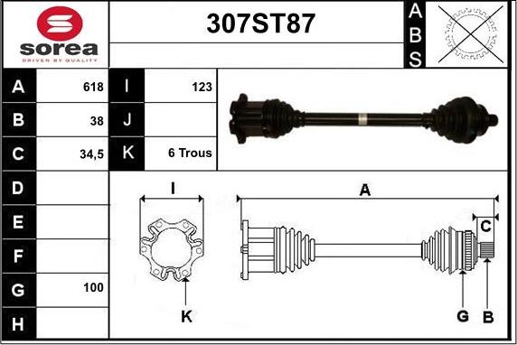 STARTCAR 307ST87 - Drive Shaft autospares.lv