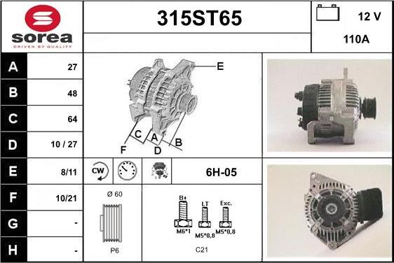 STARTCAR 315ST65 - Alternator autospares.lv