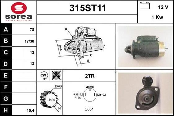 STARTCAR 315ST11 - Starter autospares.lv