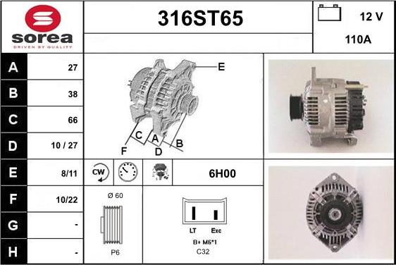 STARTCAR 316ST65 - Alternator autospares.lv