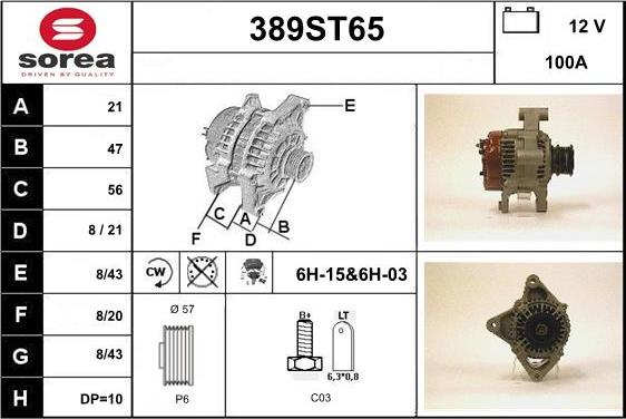 STARTCAR 389ST65 - Alternator autospares.lv