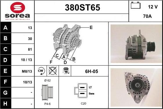 STARTCAR 380ST65 - Alternator autospares.lv