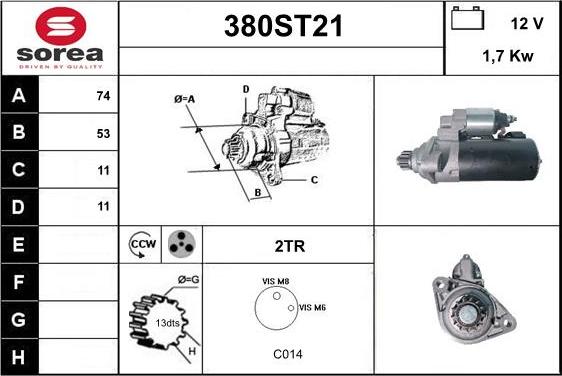 STARTCAR 380ST21 - Starter autospares.lv