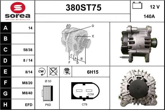 STARTCAR 380ST75 - Alternator autospares.lv