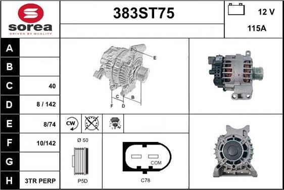 STARTCAR 383ST75 - Alternator autospares.lv