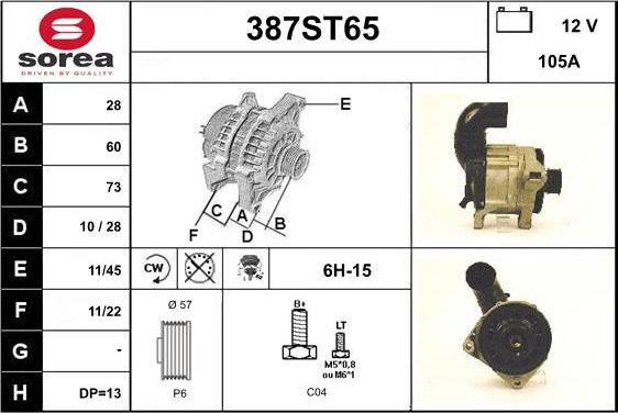 STARTCAR 387ST65 - Alternator autospares.lv