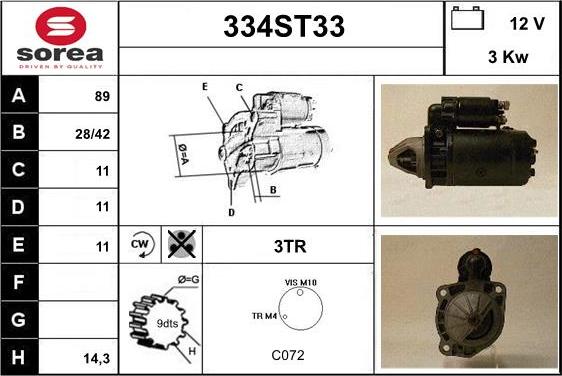 STARTCAR 334ST33 - Starter autospares.lv