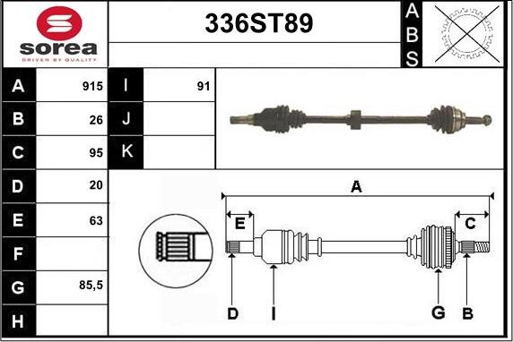 STARTCAR 336ST89 - Drive Shaft autospares.lv